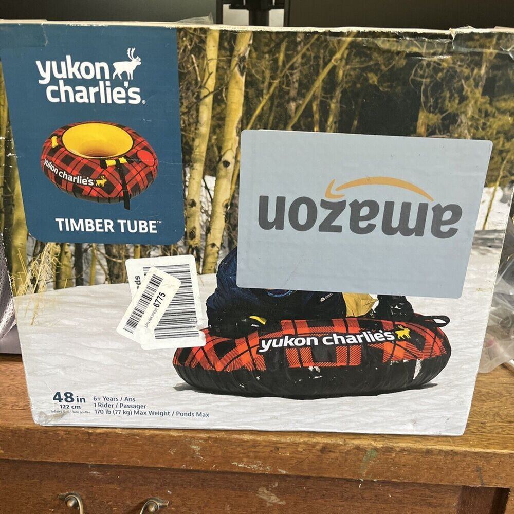 Yukon Charlie's‎ Timber Tube Snow Sled with Durable Fabric Shell Red Plaid